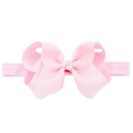 Pink grosgrain ribbon bow headband for babies with high elasticity fiber band - 24-Light Pink
