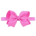 Pink ribbon bow headband for babies with high elasticity and ribbed fabric texture - 28-Neon Pink