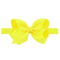Bright yellow grosgrain ribbon bow headband for babies with high elasticity strap - 32-Lemon Yellow