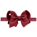 Handmade burgundy grosgrain ribbon bow headband with high elasticity for babies - 33-Wine Red