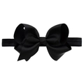 Lazo negro de cinta grosgrain de gran tamaño en diadema elástica para bebé - Negro (4)