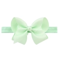 Detail of mint green grosgrain bow and matching elastic headband for children - 19-Mint Green