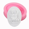 3D angel silicone mold for fondant and chocolate cake decorating with finished plaster cast - Pink