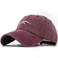 Washed burgundy cotton baseball cap with white AK-47 rifle embroidery and curved brim - Adjustable / Washed Wine Red AK-47