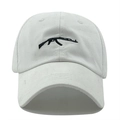 White cotton baseball cap featuring black AK-47 rifle embroidery on front panel - Adjustable / White AK-47