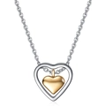 Fashionable stainless steel necklace with double heart hollow pendant in silver and gold - No Letter / Gold