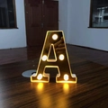 Golden mirror LED letter A light with warm glow for romantic birthday and festive decor - Letter A