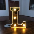 Letter L warm LED marquee light with gold mirror finish for romantic parties and birthdays - Letter L