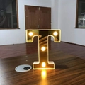 16cm gold mirrored LED letter T lamp with warm white glow for birthday party decor - Letter T