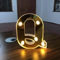 Golden mirror finish LED letter Q lamp with warm yellow light for holiday decoration - Letter Q