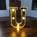Golden mirror LED letter U lamp with warm light for romantic birthday proposal decor - Letter U