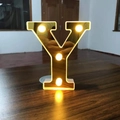 Golden mirror LED letter Y decorative light with warm white bulbs for party ambient decor - Letter Y