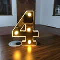 Golden 16cm LED number 4 lamp with mirror finish and warm yellow light for festive decor - Number 4