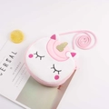 Cute white plush unicorn shoulder bag with pink braided strap for girls - Short Plush Unicorn / Pink