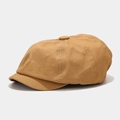 Classic cotton octagonal cap in khaki canvas with short brim for outdoor sun protection - M (56-58cm) / Camel