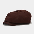 Detail of dark brown cotton newsboy cap showing top button and twill fabric texture - M (56-58cm) / Coffee