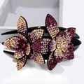 Elegant purple and champagne rhinestone flower hair clip with a gradient finish - Champagne Purple