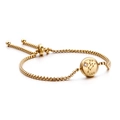 Adjustable gold Leo zodiac bracelet with sparkling cubic zirconia on a box chain - Leo (KB120311-KFC)