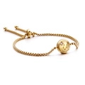 Gold Taurus zodiac bracelet with box chain and adjustable sliding clasp for women - 12mm Accessory / Taurus