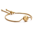 Adjustable golden stainless steel Gemini zodiac bracelet with sparkling zircon inlay - Gemini (KB120319-KFC)