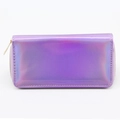 Portafoglio lungo chic in PU laser viola olografico con zip dorata da donna - Viola