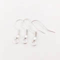 Macro shot of S925 sterling silver ear hooks with coil and loop for DIY jewelry making - Bright Silver Stamped 925 Ear Hook