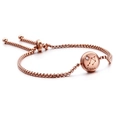 Adjustable rose gold Libra constellation bracelet with box chain and sparkling crystal - Libra