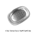 Oval stainless steel soap dish with drainage holes in brushed metal finish 14cm size - Oval Small Dot