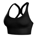 Schwarzer Sport-BH mit Racerback-Design aus nahtlosem Stretch-Material und breitem Unterband - S / Mitternachtsschwarz