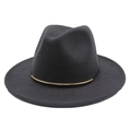 Detailed close-up of dark grey fedora hat with elegant gold metal buckle band - Dark Gray