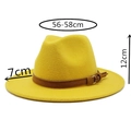 Detailed size specifications for wool fedora hat with 7cm brim and 56-58cm circumference - M (56-58cm) / Yellow