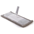 Vervangende kop voor vlakmop met grijze microvezelpad en draaibare basis - Platte Mopkop (Grijs Wit)