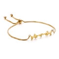 Adjustable golden stainless steel bracelet with fish and heartbeat creative pattern - Gold Fish & Heartbeat Style (KB120886-KFC)