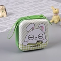 Square tinplate coin purse featuring a cartoon rabbit and green zipper for kids - Cartoon Rabbit