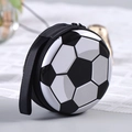 Round soccer ball pattern hardshell earphone case and coin purse with zip closure - Football