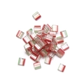 Striped red and clear TILA glass beads with iridescent green details for DIY jewelry - New Red Green (Large)