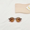 Detail of leopard and pink kids sunglasses with UV400 lenses and CE safety certification - Leopard Dusty Pink