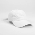 Vista detallada de la gorra blanca de algodón lavado con correa ajustable y hebilla metal - Blanco