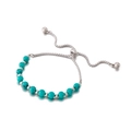Adjustable stainless steel box chain bracelet featuring turquoise beads and silver spacers - Steel Green (KB151881-Z)