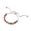 Adjustable titanium steel bracelet featuring colorful natural stone beads and gold accents - Multicolor Stone Steel Color (KB151885-Z)