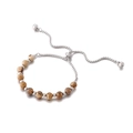 Adjustable titanium steel bracelet with brown jasper beads and silver box chain - Picture Jasper Steel Color (KB151887-Z)