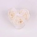 Elegant gift box with three white heart-shaped soap flowers and a white ribbon - White