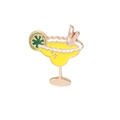 Detailed view of Margarita cocktail enamel pin with yellow filling and lemon slice decor - Lemon Cold Drink Cup