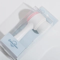 Dual-sided manual facial brush with pink silicone massager and white soft bristles - Dot/Card Packaging / Pink
