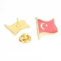 Turkey flag lapel pin in gold finish with red enamel and butterfly clutch backing - Turkey