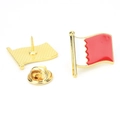 Bahrain flag lapel pin with gold metal base and red and white enamel finish - Bahrain
