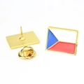 Czech Republic flag enamel pin badge with gold plated finish and butterfly clutch - Czech Republic