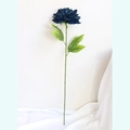 Artificial deep blue peony flower with long green stem and silk petals for home decor - Dark Blue
