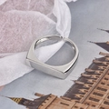 Bague ouverte rectangulaire minimaliste en argent S925 au design ajustable - Ouvert Réglable / Platine