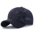 Cappellino da baseball mimetico blu scuro con retro in rete traspirante e visiera curva - Blu